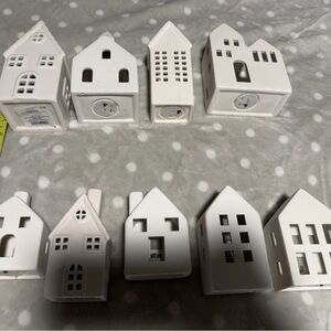 White Ceramic Houses, great for Christmas decor, good condition
